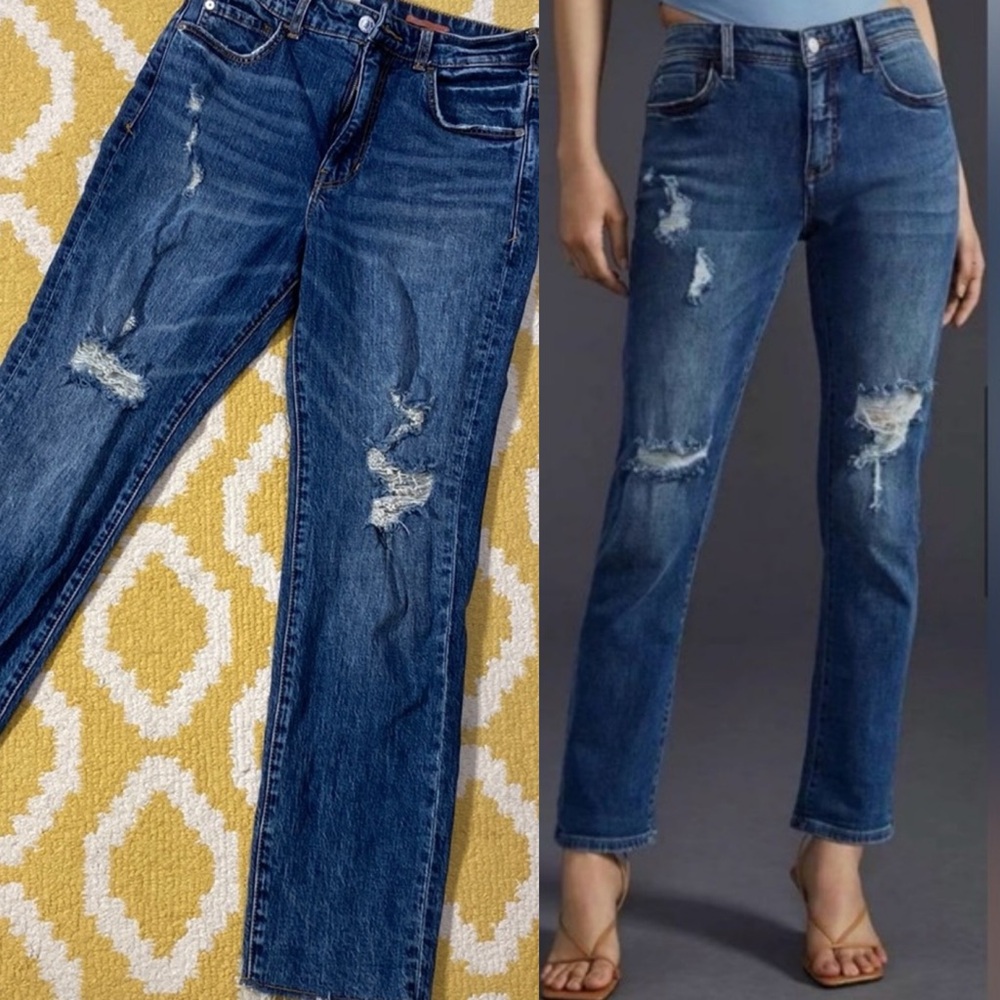 PILCRO ANTHRO 27 The Vintage Straight cropped distressed cropped jeans